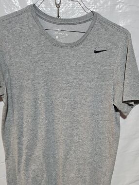 Nike Light Gray Heather Dri-FIT Crew Neck Tee with Black Swoosh